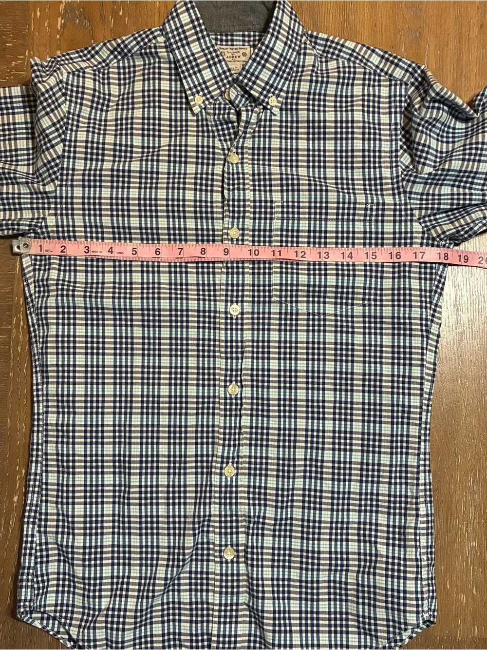 J. Crew Navy and White Plaid Button-Down Shirt